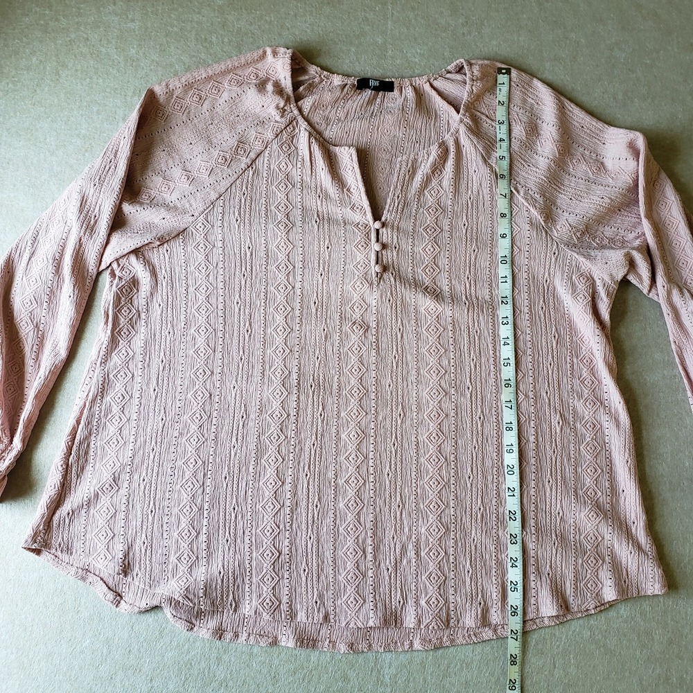 Frye Peasant Top Sz‎ XXL Dusty Pink Aztec Textured  Boho Prairie Southwest - Picture 8 of 9